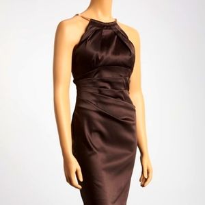 Brown Pleated Yoke Dress - Petite